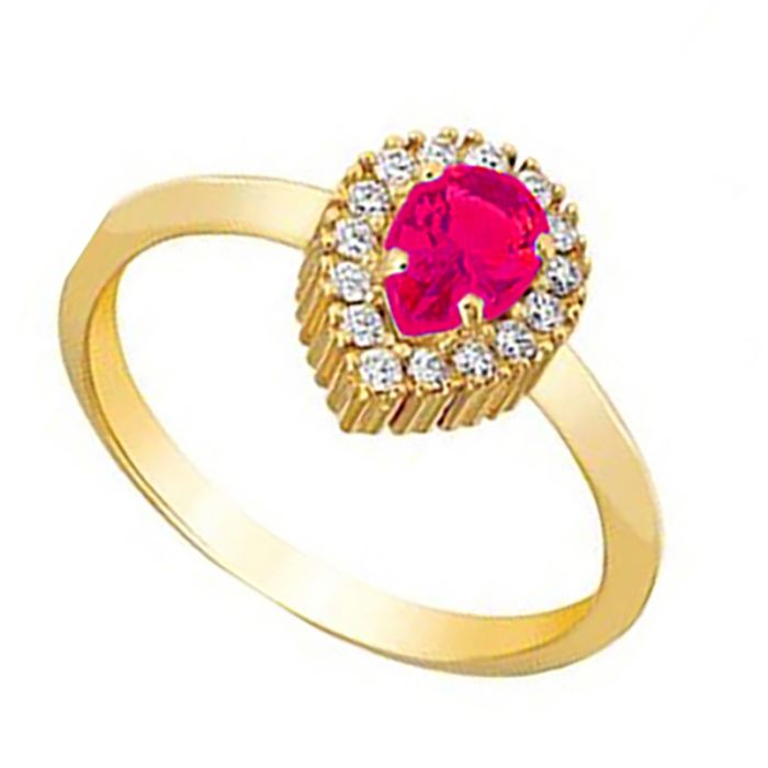 Women's rosette ring in Yellow Gold with zirkon 9ct HDY0062